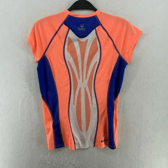 North Face T-Shirt Women Sz S Orange Blue Flight Series Flash Dry Running Fitted - Picture 2 of 12